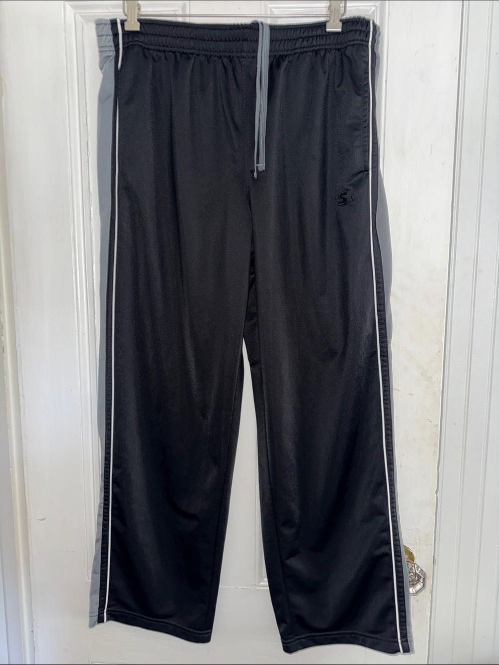 Starter Men’s Black & Grey Athletic Track Pants Size Large Drawstring Pocket